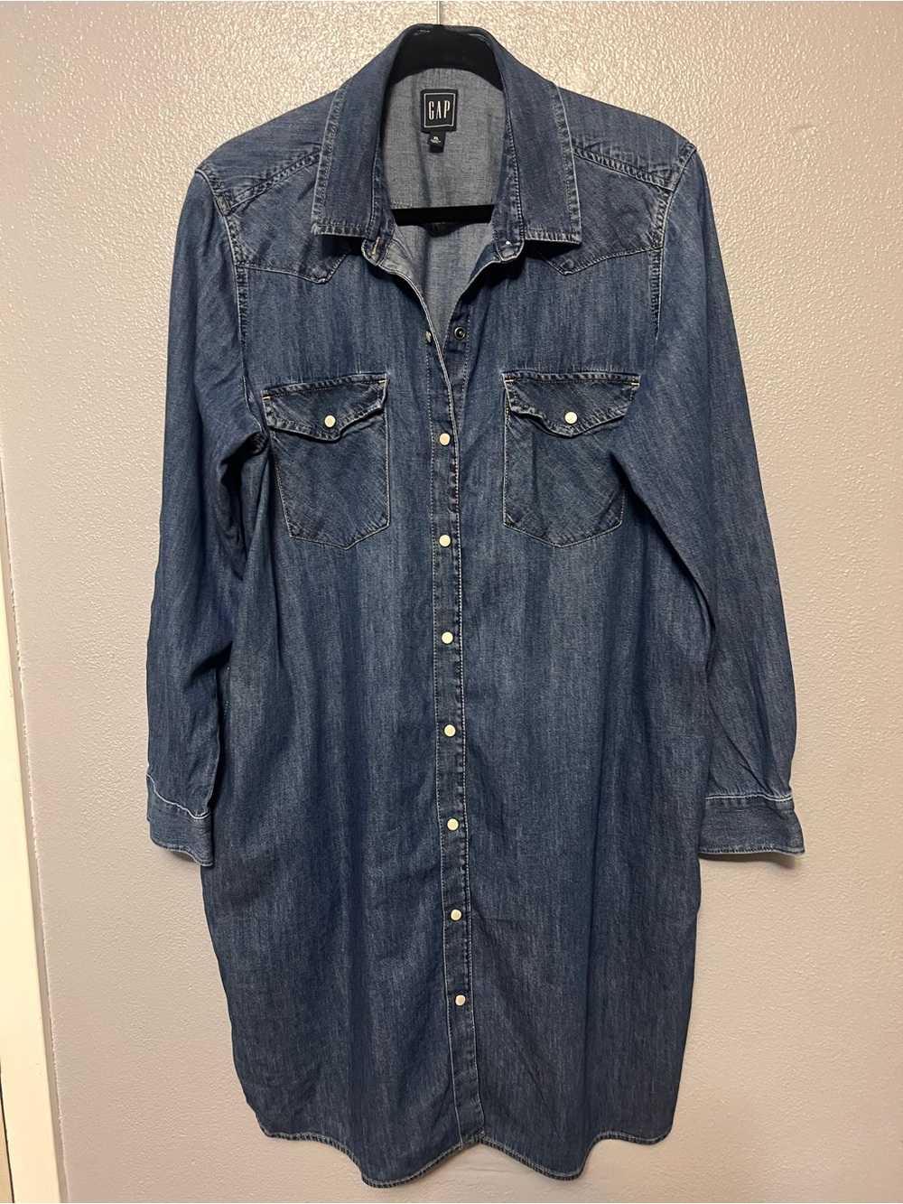 GAP Blue Denim Western Shirt Dress - Blue - Picture 3 of 15